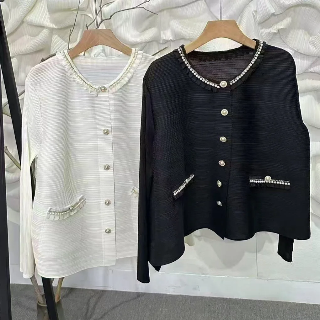 2026 Spring New Loose Slimming Pleated Open Cardigan Women's Outerwear Shangri-La Style Fashionable Elegant Lady's Top