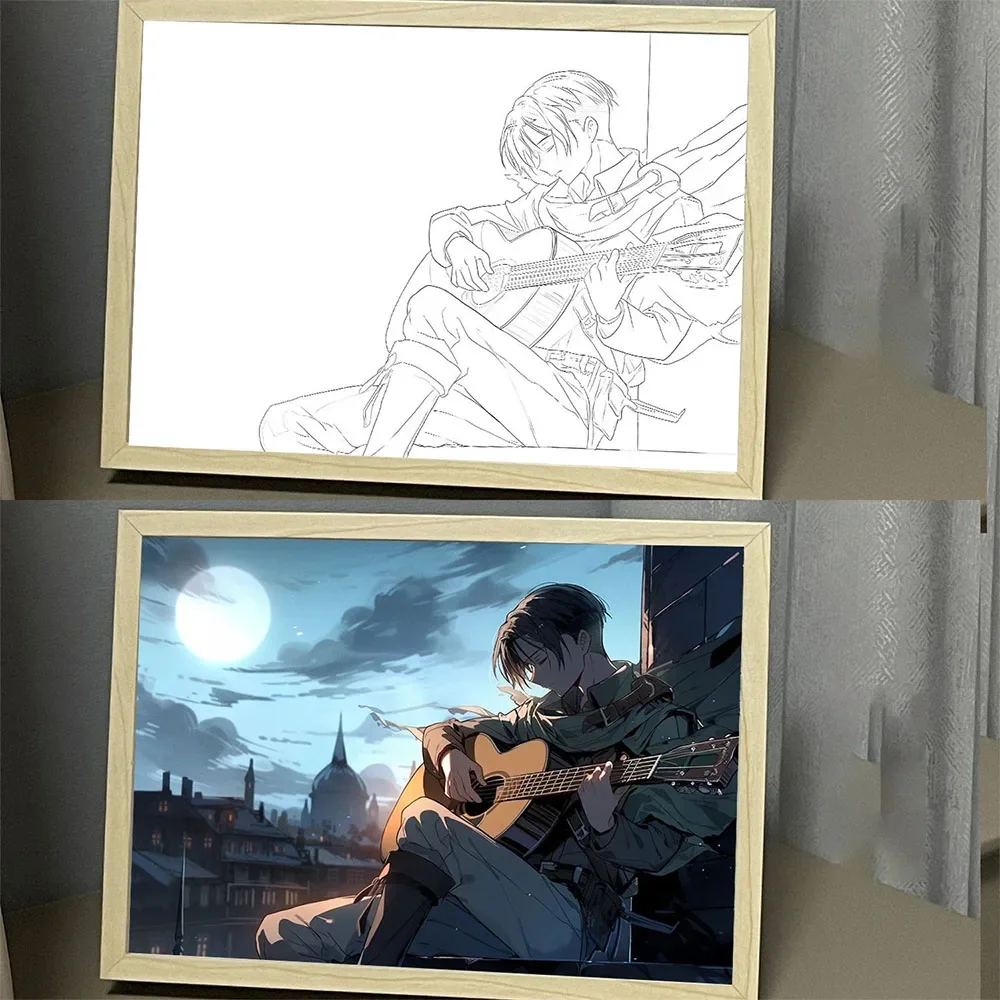 Novo anime ataque em titã led night light colorido usb plug in três cores iluminação surpresa lâmpada de mesa brinquedo presente natal