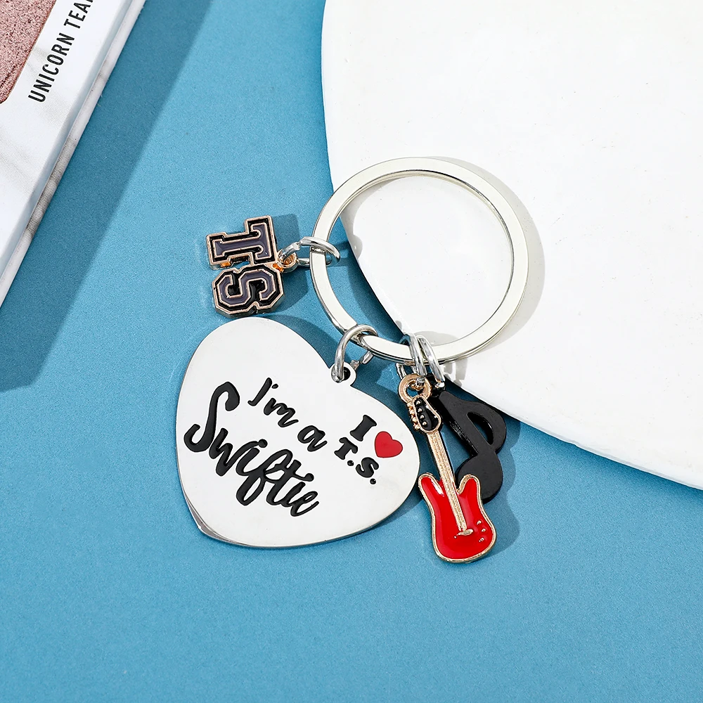 Star Singer Pendant Keychain Taylor Keyrings Fans Collect Stainless Heart Pendant Keyring Holder Men Women Bag Accessories view 4