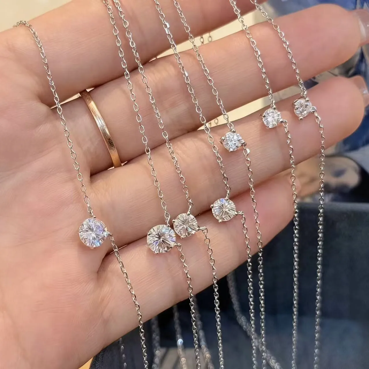 Handmade 0.5/1/2ct Lab Moissanite Diamond Pendant 925 Sterling Silver Wedding Chocker Necklace for Women Engagement Jewelry