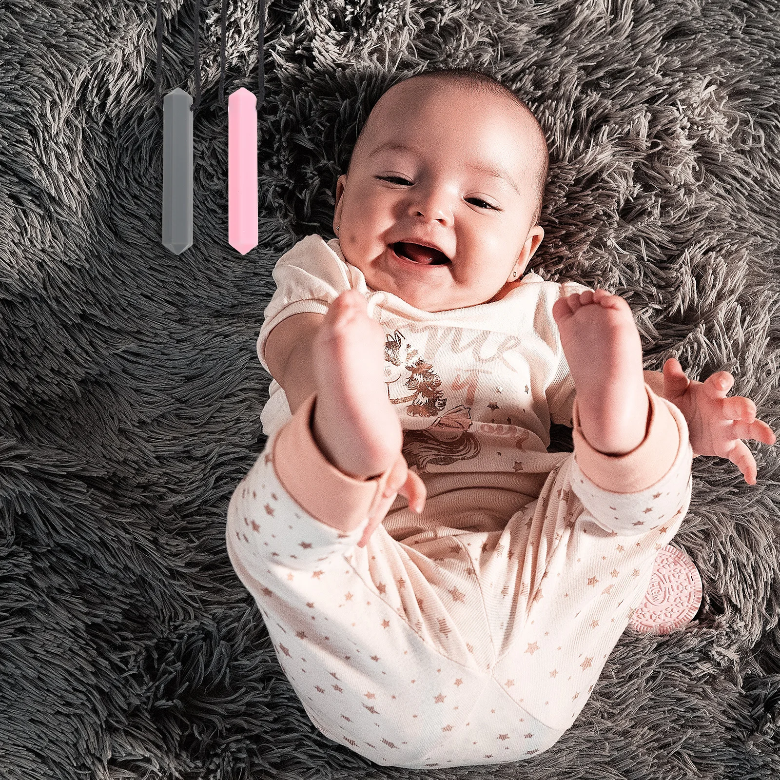 

2 шт., силиконовые детские прорезыватели для шлифовки зубов, прочный легкий молярный стержень для младенцев, детские подвески для прорезывания зубов, устойчивые к укусам