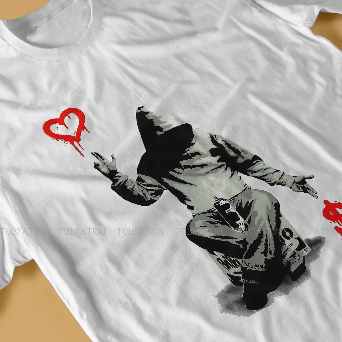 Banksy Love Over Money Newest TShirts  Men Graphic Pure Cotton Streetwear T Shirt Round Neck Oversized