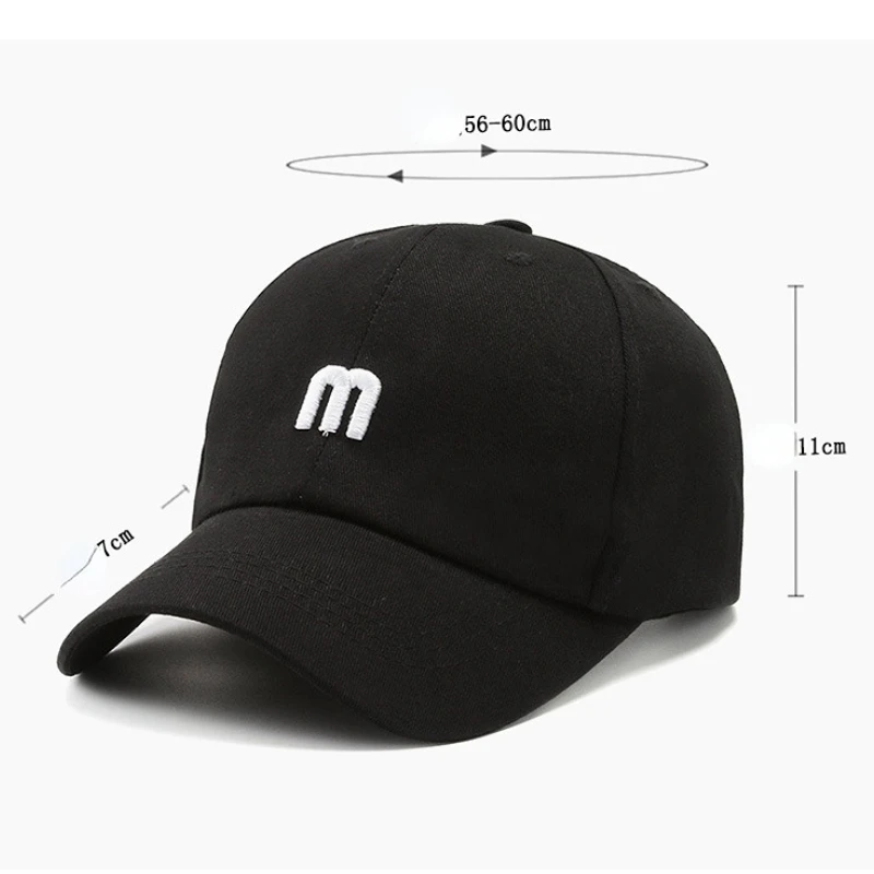 Women Adjustable Outdoor Travel Baseball Caps for Men Kpop Letter M Embroidery Sun Visor Dad Hat Male Snapback Peaked Caps