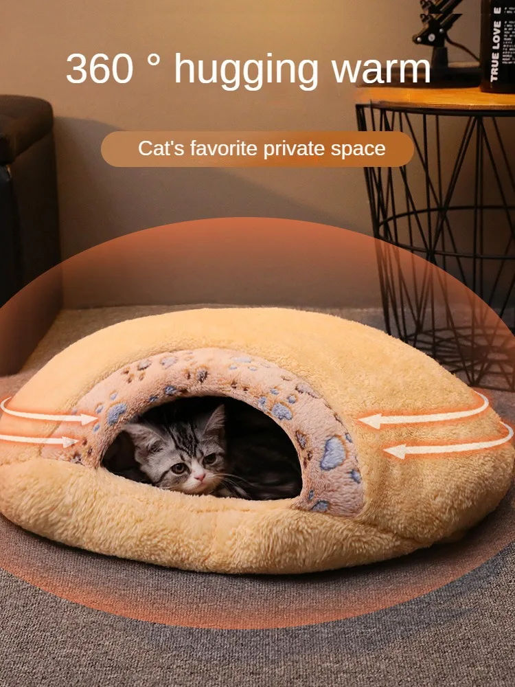 Cat Bed Supplies Pet Products Thick Soft Paw Print Cat Sleeping Bag Cattery Hamburg Style Soft Cat House Foot Warmer Mat