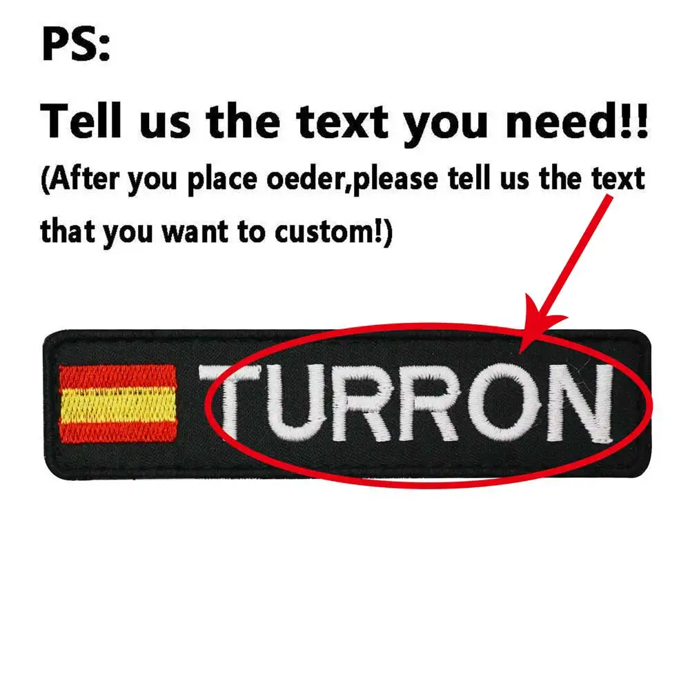 Custom ES flag Name Patch Embroidered Personalized text Patch with Hook Backing For Clothing Hat bagpack