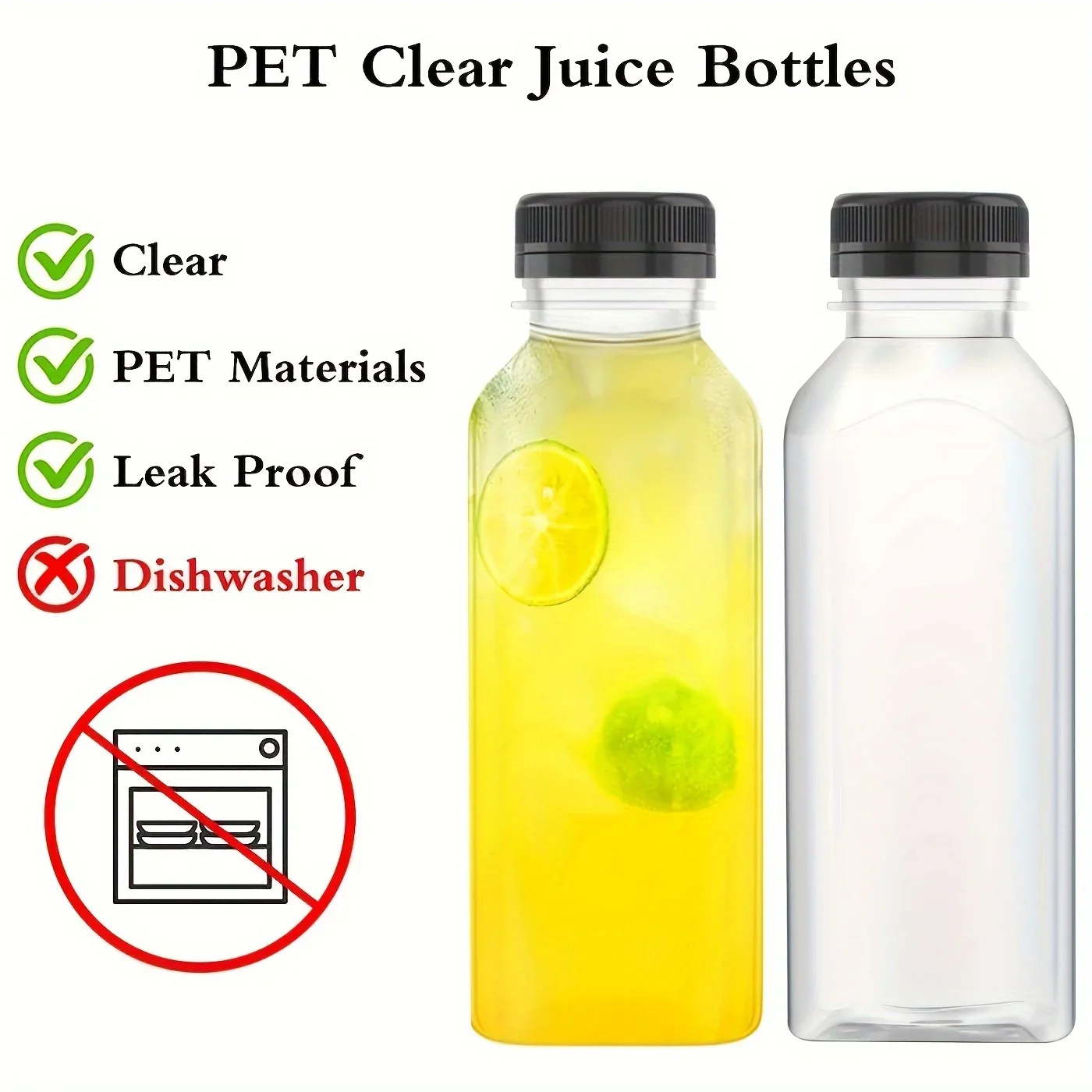 5/10pcs Leak-Proof Clear Plastic Juice Bottles-Perfect For Juicing Smoothies, Milk Homemade and Other Beverages Portable for Out