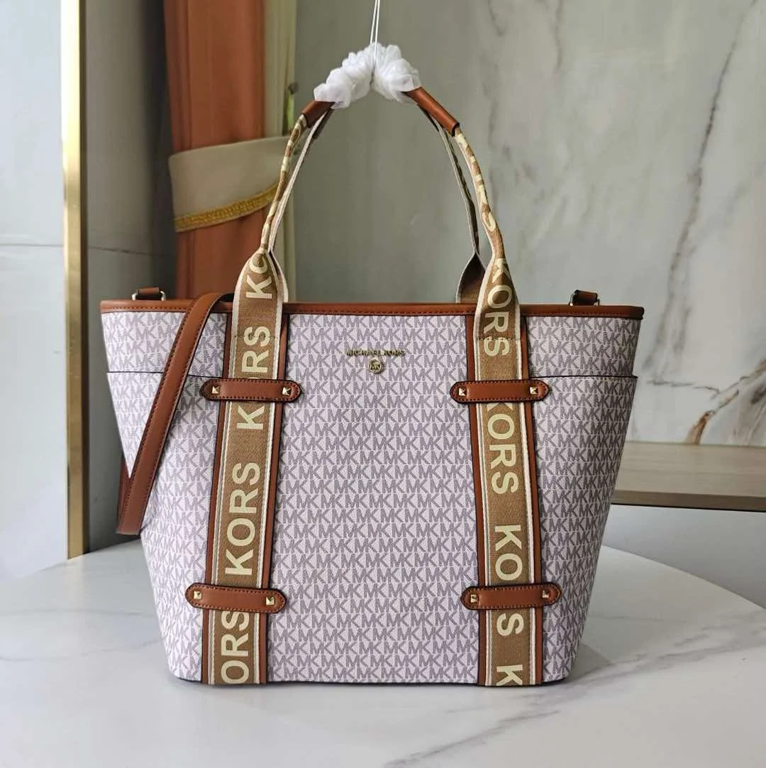 Michael Kors Brand New MK Commuter Large Bag, Stylish High-Quality Women's Tote, Light Luxury Travel Bag