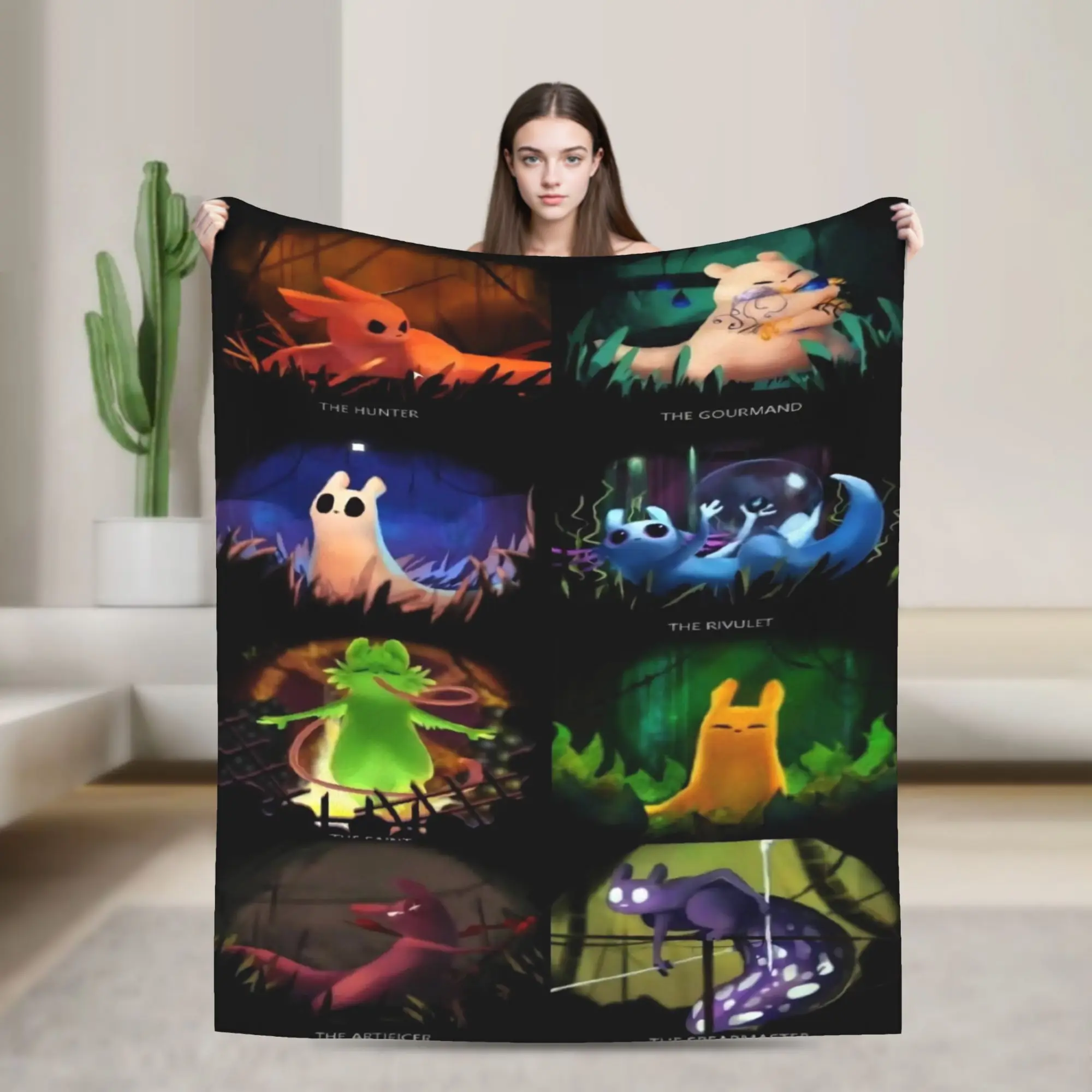Rain World Slugcat Hunter Gourmand Rivulet Saint Artificer Spearmaster Blankets Ultra-Soft Fleece Healing Gifts  Throw Blankets