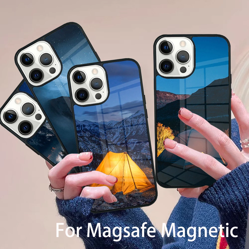 

mountain hiking nature outdoor camping Phone Case Magesafe Magnetic Wireless Cover For IPhone 16 11 12 13 14 15 Pro Max Plus