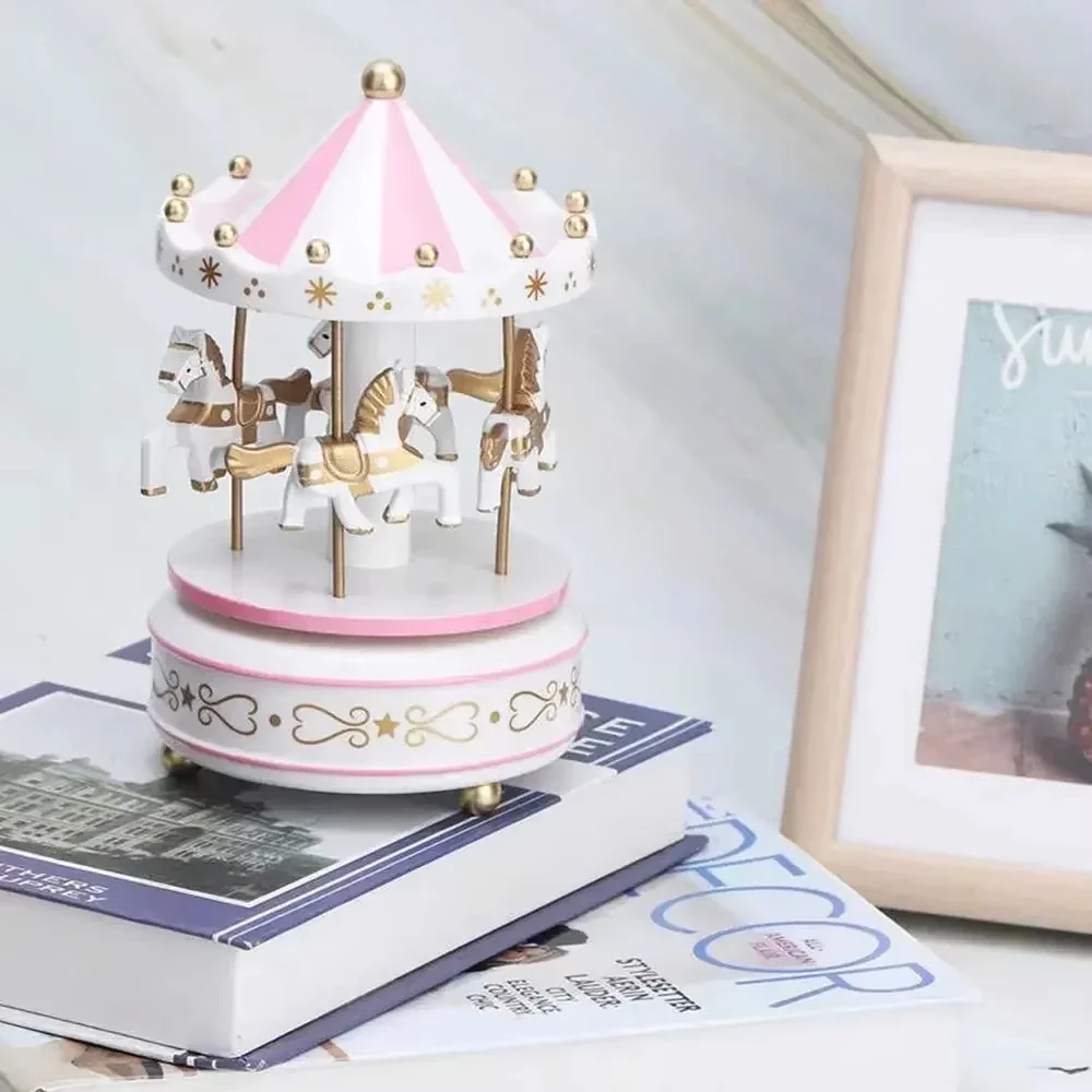 Exquisite Cartoon Rotating Music Box Desktop Ornament Carousel Music Box Easy To Use Ferris Wheel Gift for Girlfriend