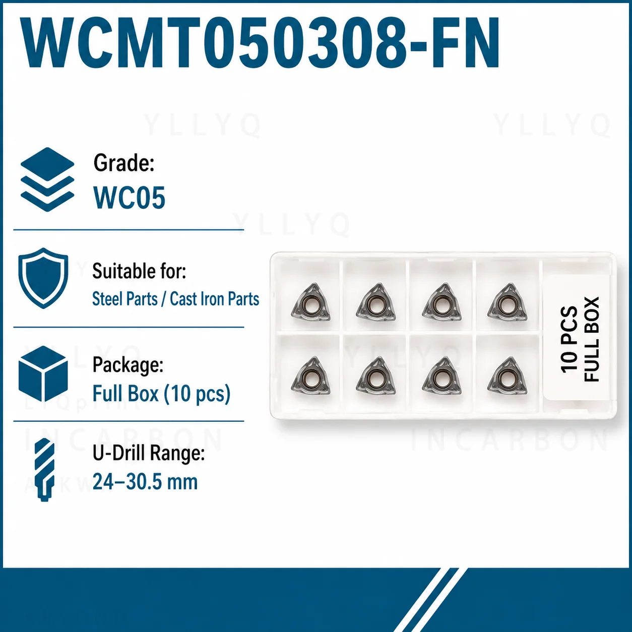 WC03 WC04 WC05 WC06 WC08 Carbide U Drill Inserts 10Pcs Indexable Cutting Inserts for Steel and Cast Iron Machining