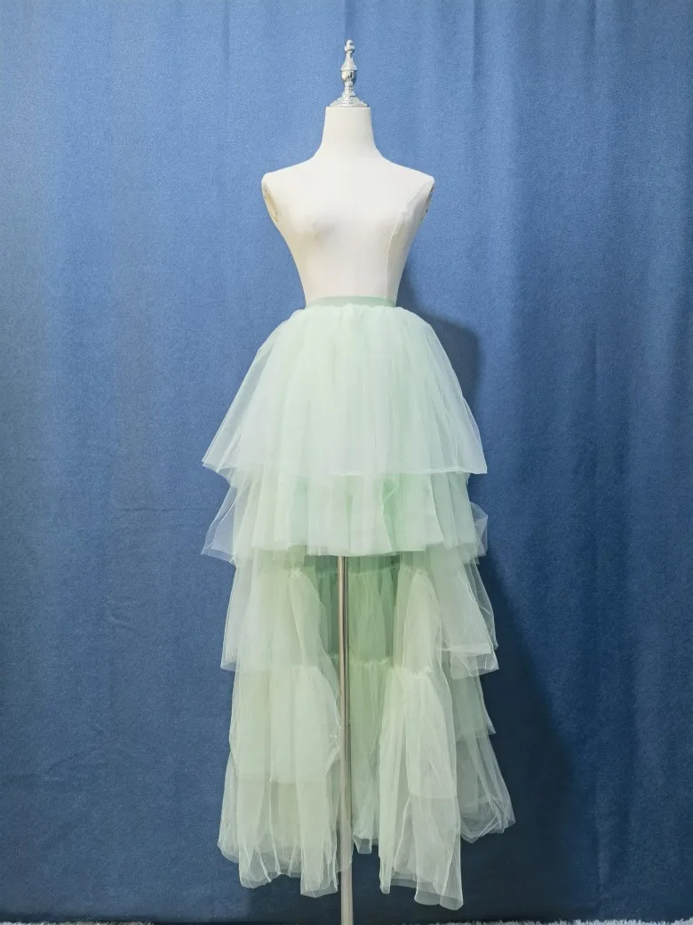 Chic Black Puffy Hi Low Tutu Party Skirt High Low Tulle Skirt Layered Women Long Skirt for Prom Custom Made petticoat image 5