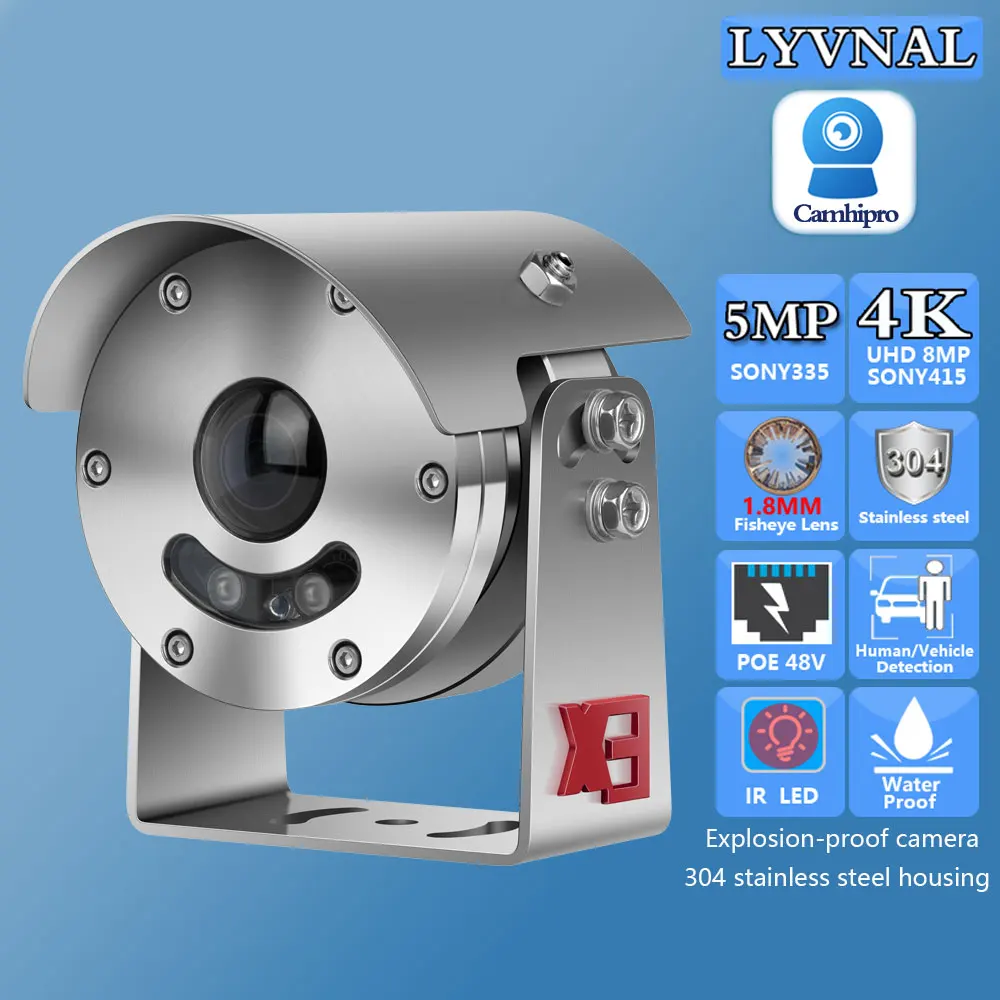 

SO-NY415 4K 8MP UHD Security IP Camera POE 304 Stainless steel Explosion-proof1.8MM Fisheye Lens Ultra-wide angle IR Night Vison