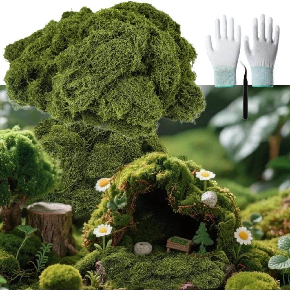 

Искусственный моховой ковер для самостоятельного создания миниатюрных ландшафтов, декор для сказочного сада, имитация нитевидного мха для цветочных горшков, с пинцетом и перчатками