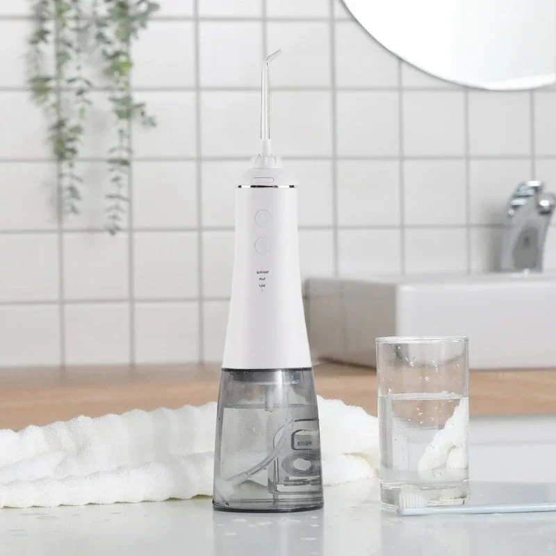 MUBE-irrigador bucal inalámbrico, hilo Dental de agua para la salud Dental y Oral, 3 modos, 5 puntas, resistente al agua IPX7, tanque de agua de 350ml AOW06