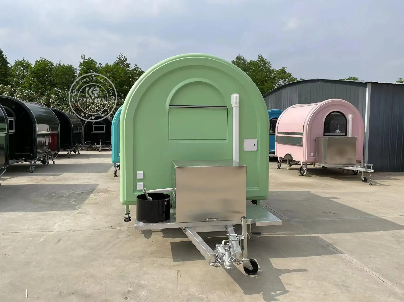 New Customized Light Green Mobile Food Trailer Truck