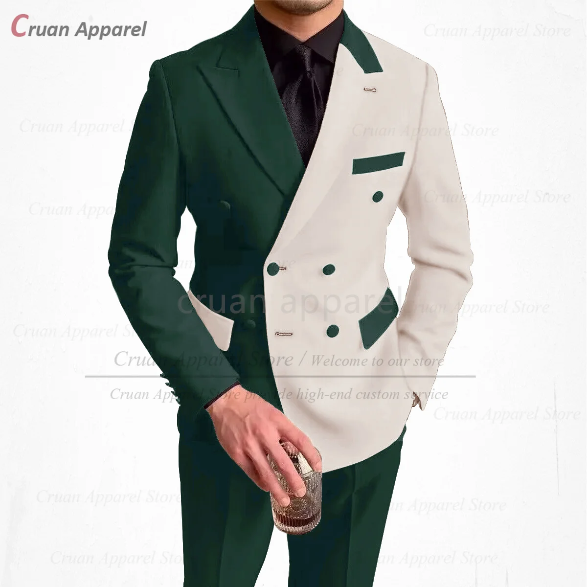 Fashion Beige Splicing Suit Set For Male Formal Banquet Slim Fit Outfits Wedding Party Tailor-made Grooms High Quality Tuxedos