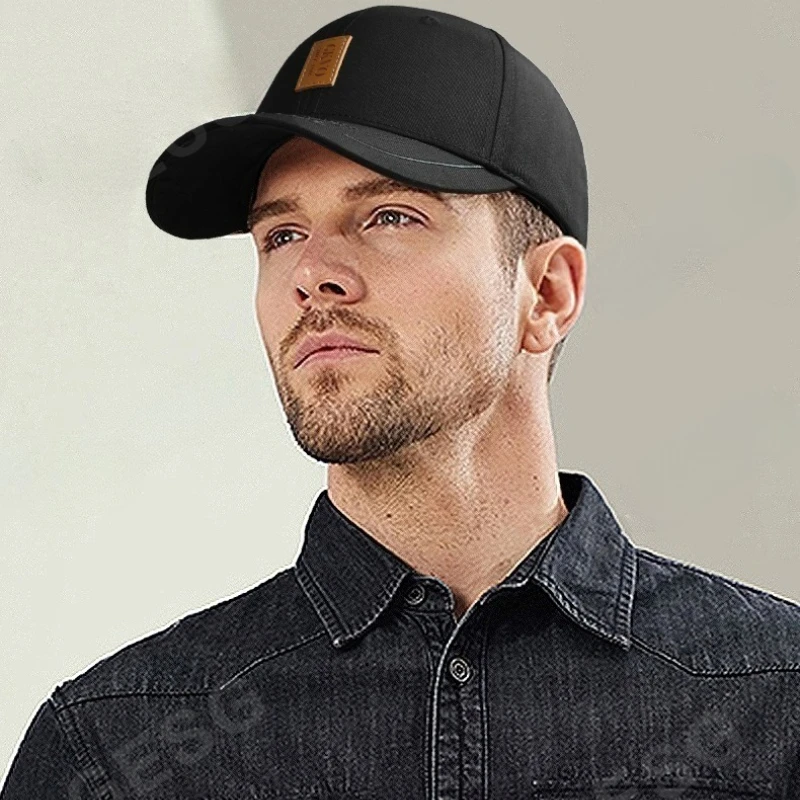 

New Baseball Cap For Men Hard Top Big Head Casual Hat Outdoor Sun Cap Women Simple Style