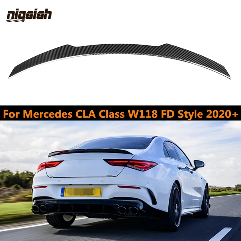 FD Style Dry Carbon Fiber Rear Spoiler For Mercedes CLA Class W118 CLA45 A180 A200 4-door Coupe 2020+