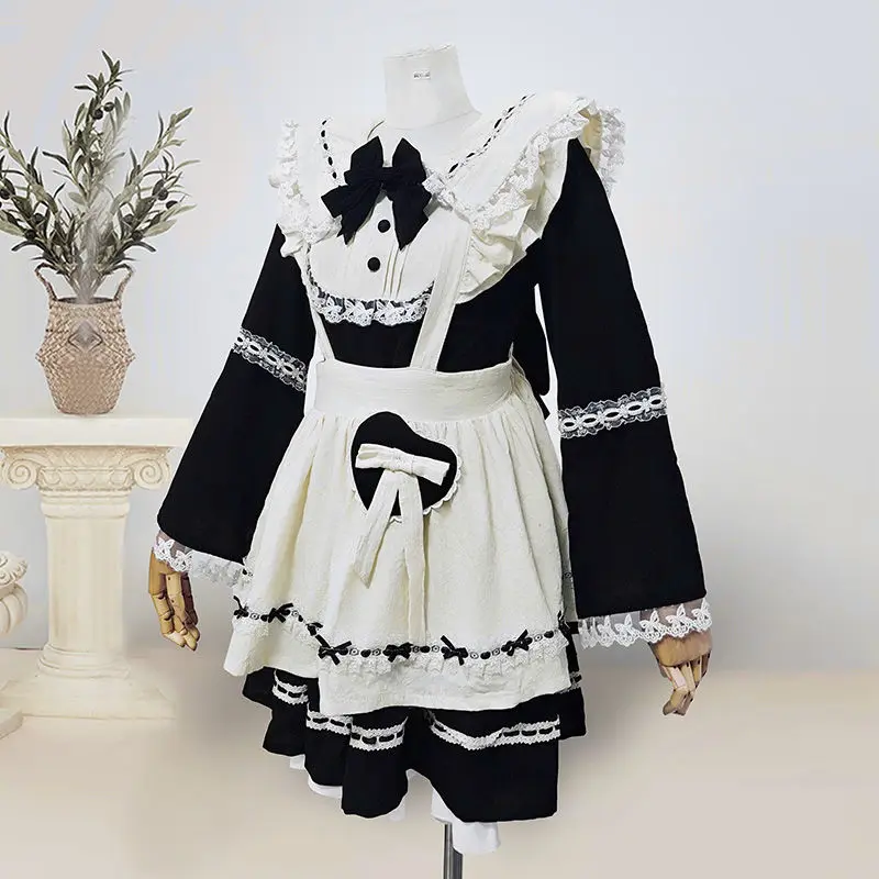 Japan Housemaid Sweet Princess Lolita Dress Vintage Falbala High Waist Printing Victorian Dress Kawaii Girl Gothic Lolita Jsk