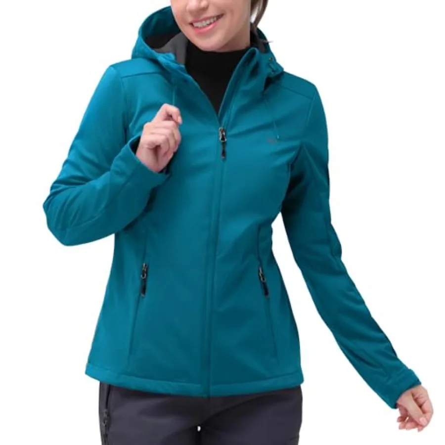 

33000Feet Women's Softshell Jacket with Hood Waterproof Lightweight Windbreaker Windproof Rain Shell Jacket for Outdoor Hiking