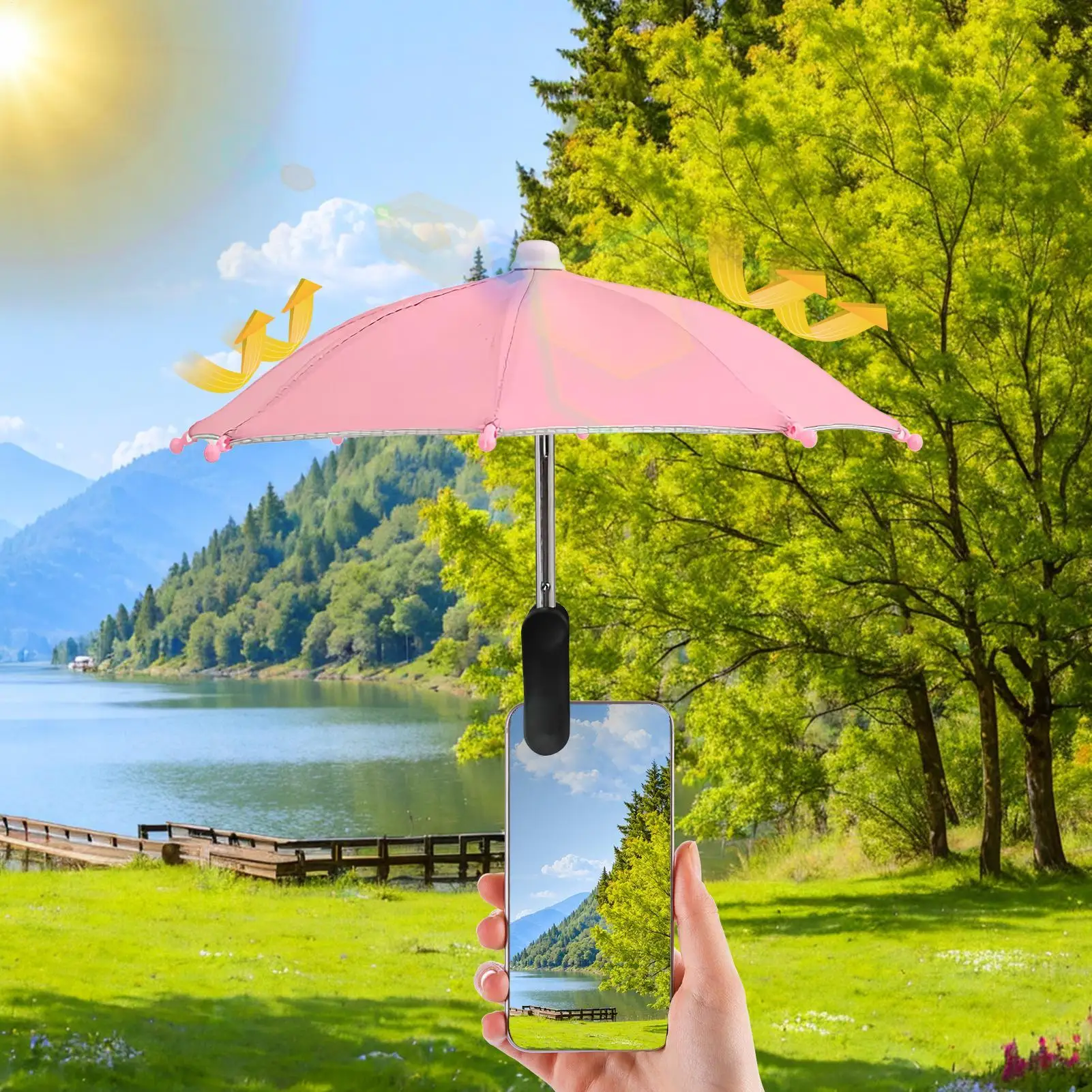 Mobile Phone Holder Sunscreen Umbrella Clip Anti-reflective Phone Sunshade Anti-Glare Sunshade Protect Your Phone For Travel