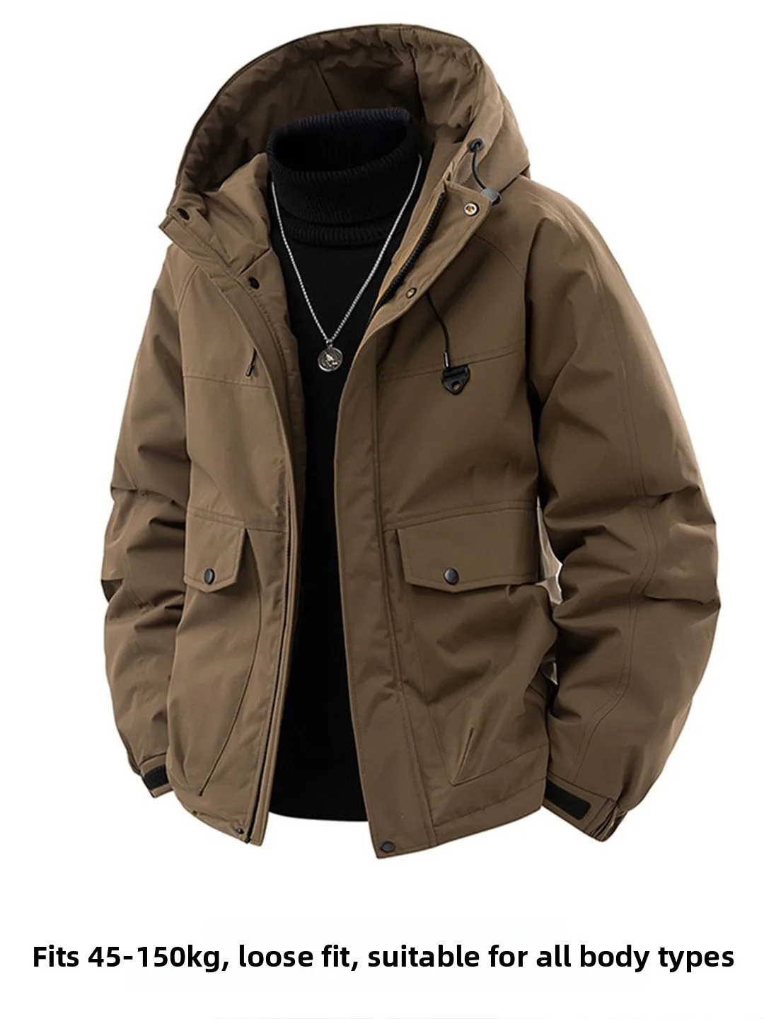 

Утепленная зимняя хлопковая куртка для мужчин с большими карманами, сохраняющая тепло, с капюшоном, повседневная верхняя одежда, молодежная модная модель из полиэфирного волокна