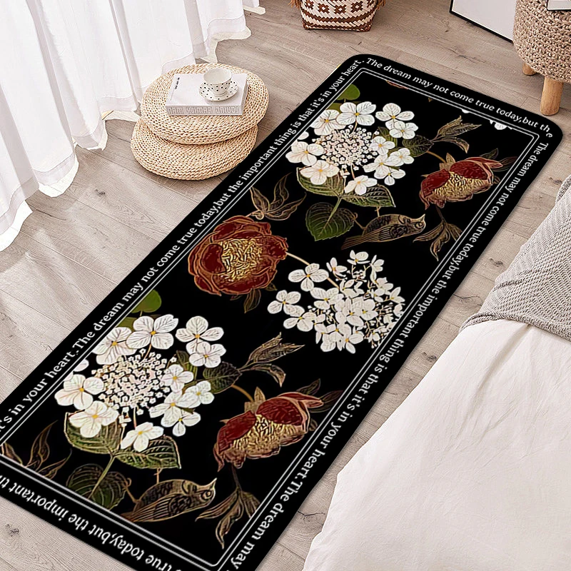 Vintage Flower Rug Aesthetic Carpet for Bedroom House Entrance Mat Custom Bathroom Hallway Living Room Rugs Kitchen Accessories