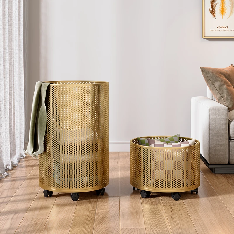 

Large Laundry Hamper with Wheels Metal Clothes Storage Basket Bedroom Toy Bin Bathroom Organizer Multi-Purpose Washing Basket