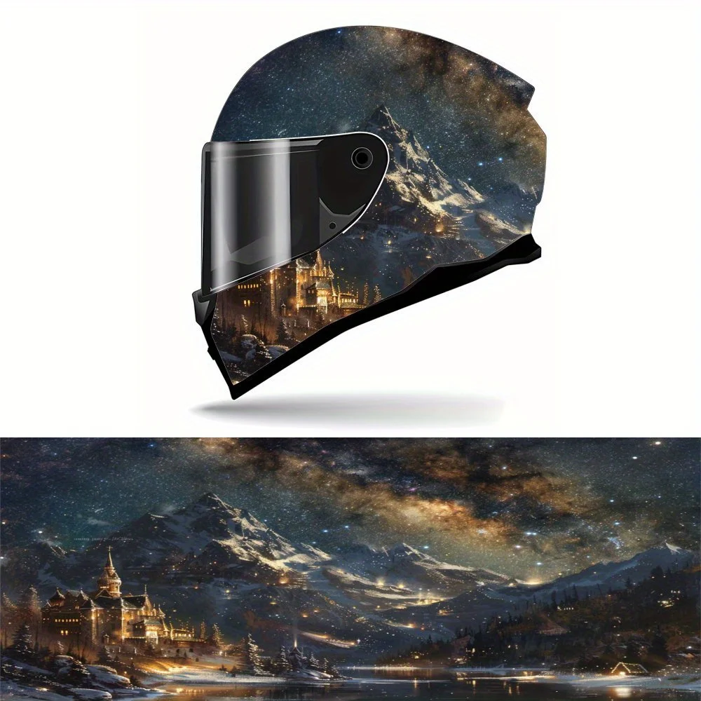 

Castle under the Milky Way, personality, fantasy, cool, speed and passion, motorcycle helmet sticker - durable PVC, aesthetic st