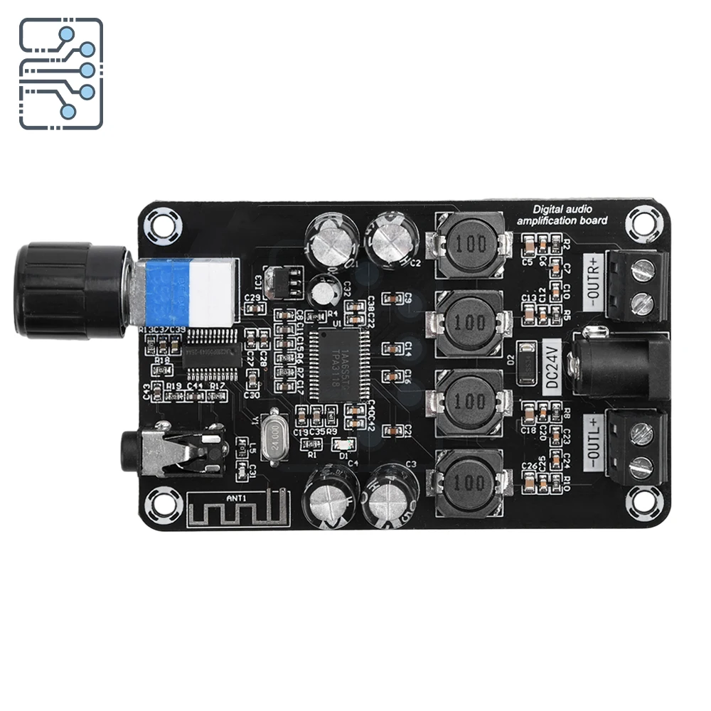 DC 12V-24V Class D amplifier module 50W*2 HiFi stereo Bluetooth 5.0 audio amplifier with adjustable volume protection amplifier