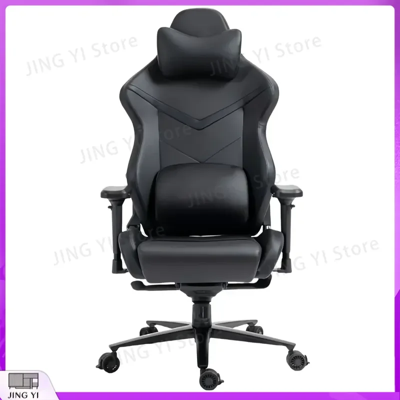Cadeira de Jogos Ergonômica Preta com Suporte Lombar, Cadeira de Escritório Reclinável e Giratória para Gamers de PC e Trabalho em Computador