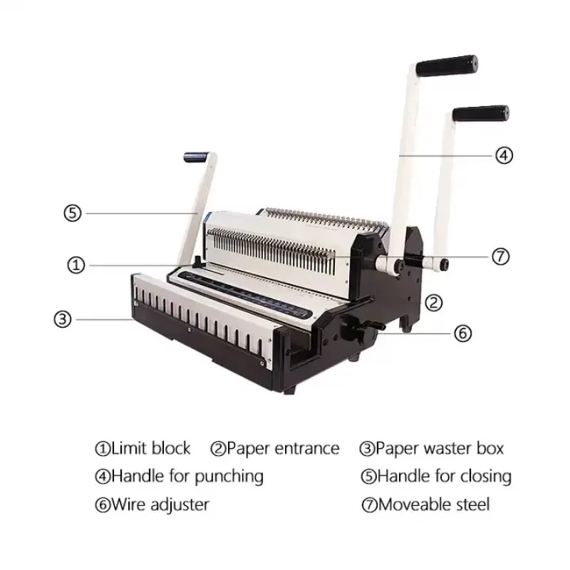 WW2500A High Quality Multi-functional Double Wire O Book Binding Machine for Office 3 in 1 White Coil Machine Manual