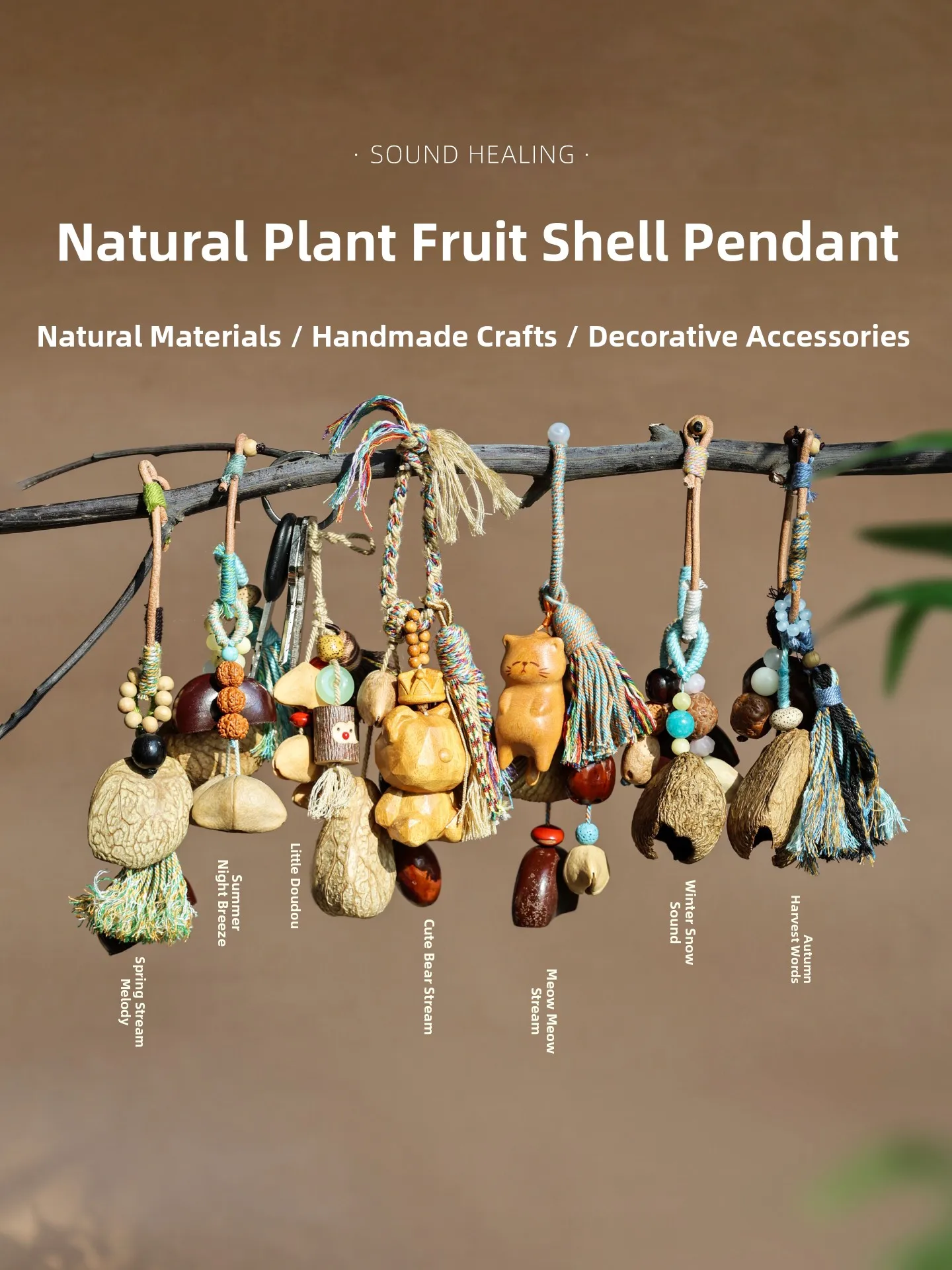Mensho Natural Plant  Keychain Car Hanging Ornament Cute And Interesting Bell Pull Bag Accessory Automotive Decorations