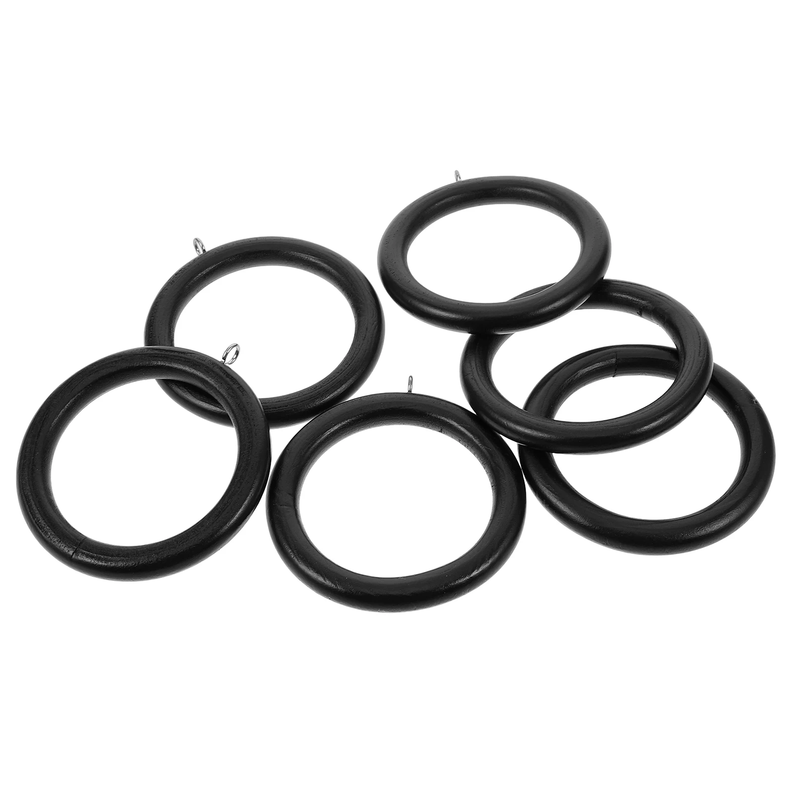 

6Pcs Wooden Curtain Ring Clips Drapery Rod Circles Sturdy Hanging Rings for Home Bathroom Window Decor Supplies