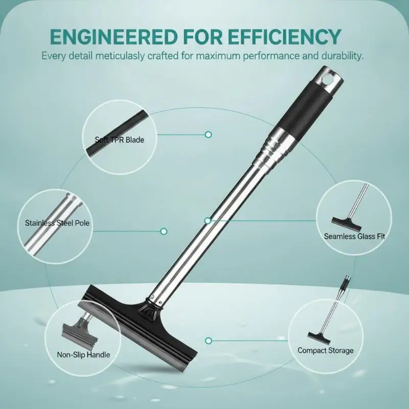 Telescopic Glass Cleaning Tool Anti: Fog Water Scraper Car Rear View Mirror Aquarium Fish Tank Algae Removal
