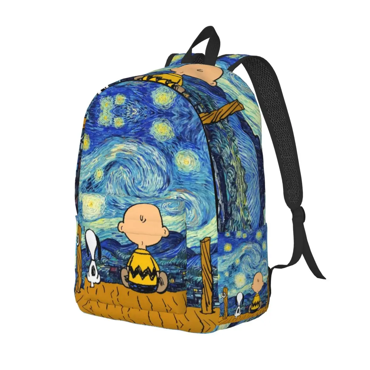 Personalizzato Van Gogh Landscape Snoopys e Charlie Brown Laptop zaino uomo donna Bookbag per scuola studenti universitari Peanuts Bag