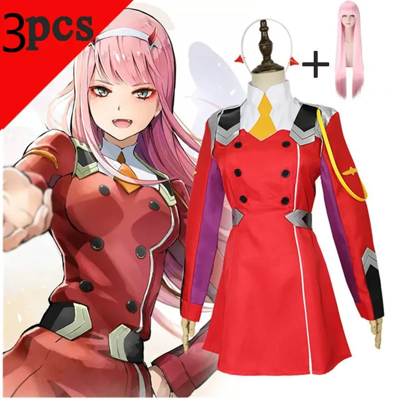 

DARLING 02 Zero Two Cosplay Costume DARLING in the FRANXX Cosplay DFXX Women Costume Full Sets KOKORO School Uniform Suit Set