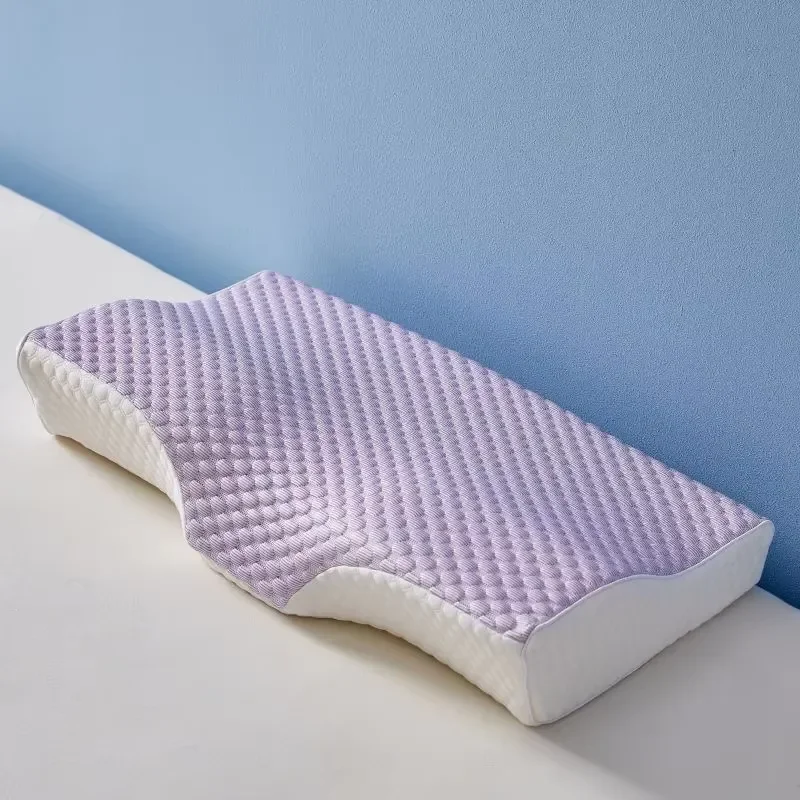 Wholesale Ergonomic Cervical Memory Cotton Pillow Slow Rebound Sleep Pillow - Purple