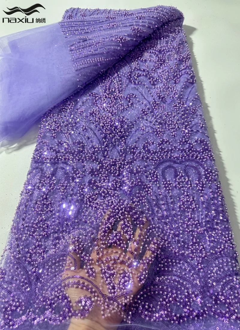 

Madison African Groom Sequins Lace Fabric 2026 High Quality French Tulle Lace Nigerian Beaded Net Lace Fabric For Woman Party