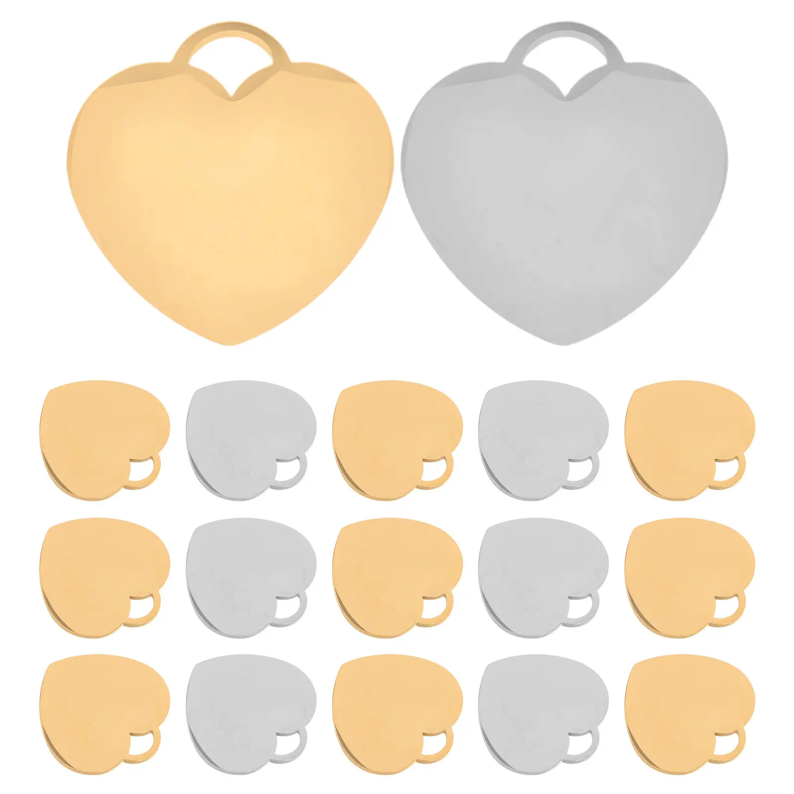 

20 шт. заготовок для гравировки в форме сердца из нержавеющей стали, подвески для самостоятельного изготовления украшений: ожерелий, браслетов, серег, для творчества в создании ювелирных изделий