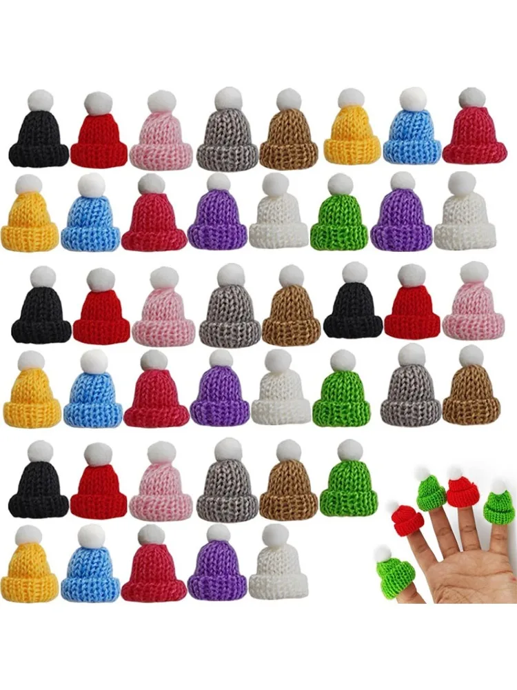 10-50Pcs Mini czapki dziewiarskie Boże Narodzenie DIY Craft Knitting Doll Czapki Mini wełniana czapka na ozdoby choinkowe DIY Akcesoria do włosów — 2