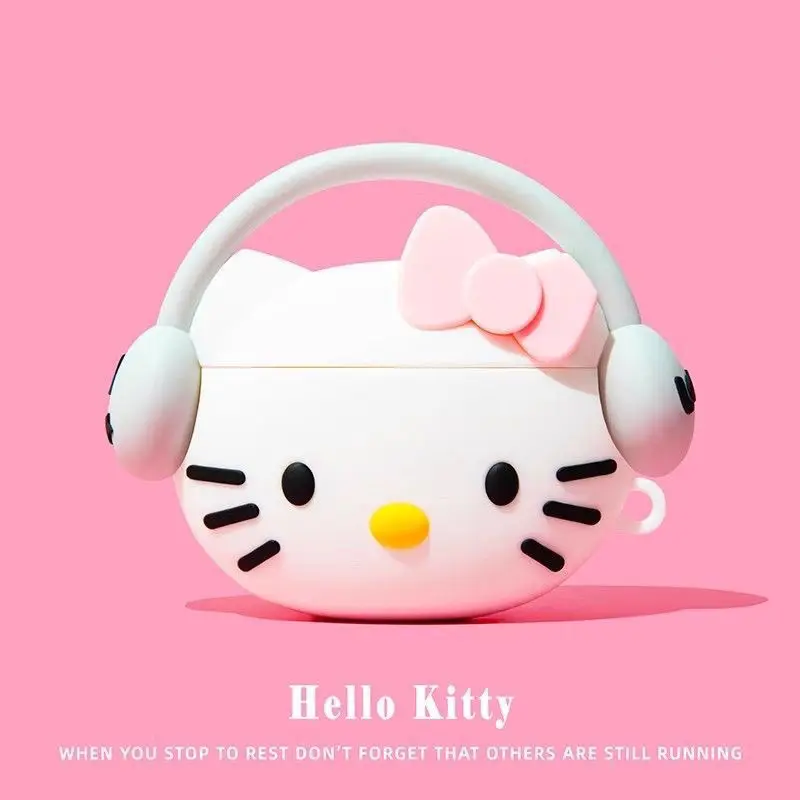 For Airpods 1 2 3 Pro Pro 2 Wearing headphones Hello Kitty Silicone Earphone Case Accessories Cover