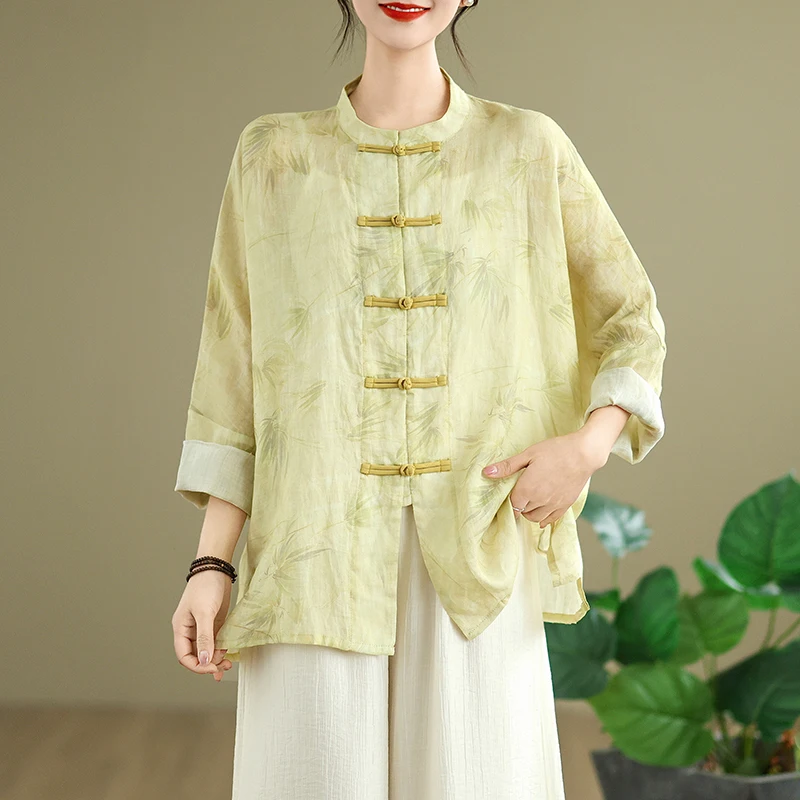 

Женский летний костюм больших размеров из хлопка и льна: повседневная рубашка с длинным рукавом на пуговицах и брюки, комплект из двух предметов