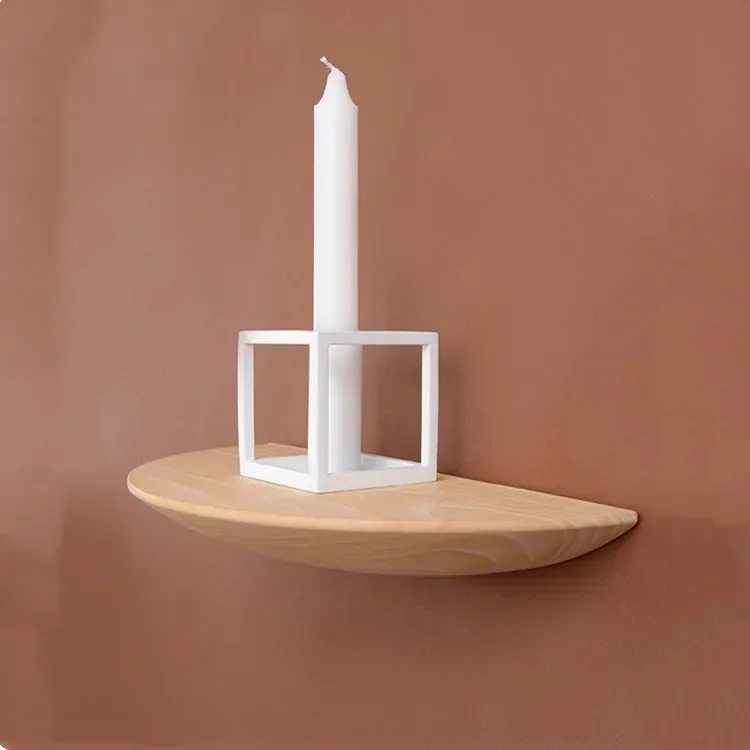 

Деревянная настенная полка, полукруглая настенная подвесная полка из массива дерева, органайзер для украшения дома, гостиной, белая восковая деревянная полка