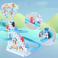Penguin Race Set Penguin Slide Playset LED Flashing Lights Racing Track Game Set Penguin Stair Climbing Toys Kids Holiday Gift