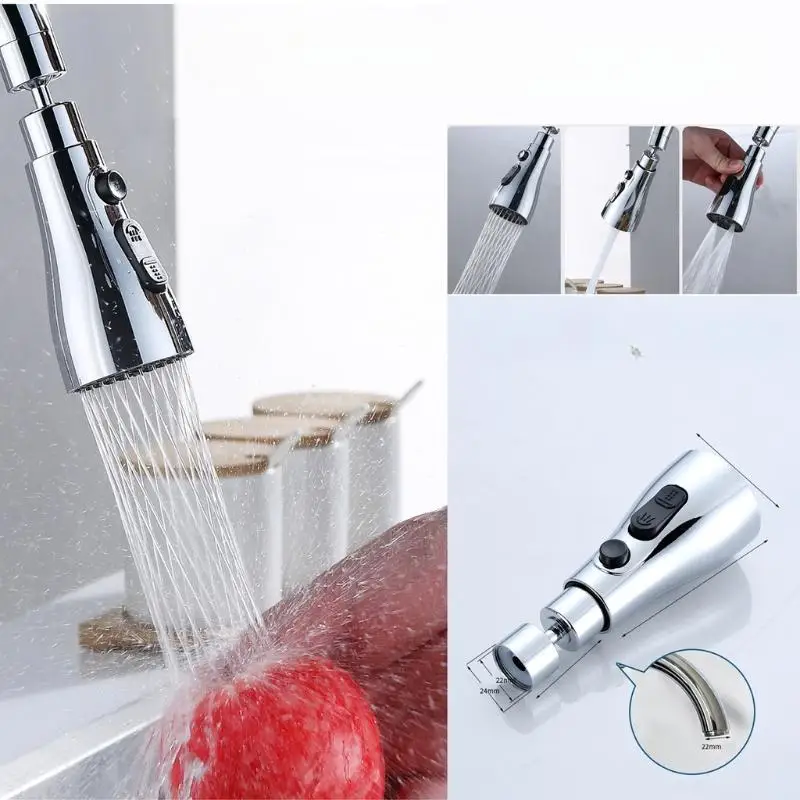 3 In 1 Kitchen Faucet Extender Universal 360° Rotate Pull Out Kitchen Tap Multi-mode Strong Flushing Booster Kitchen Accessorie
