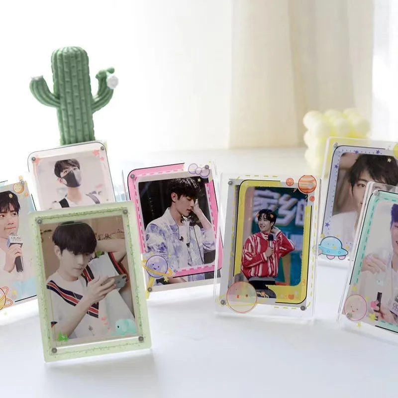 Transparent pattern Kpop Photocard Holder desktop display Postcards Protective Case Photo Sleeves Idol Decoration Bag Pendant