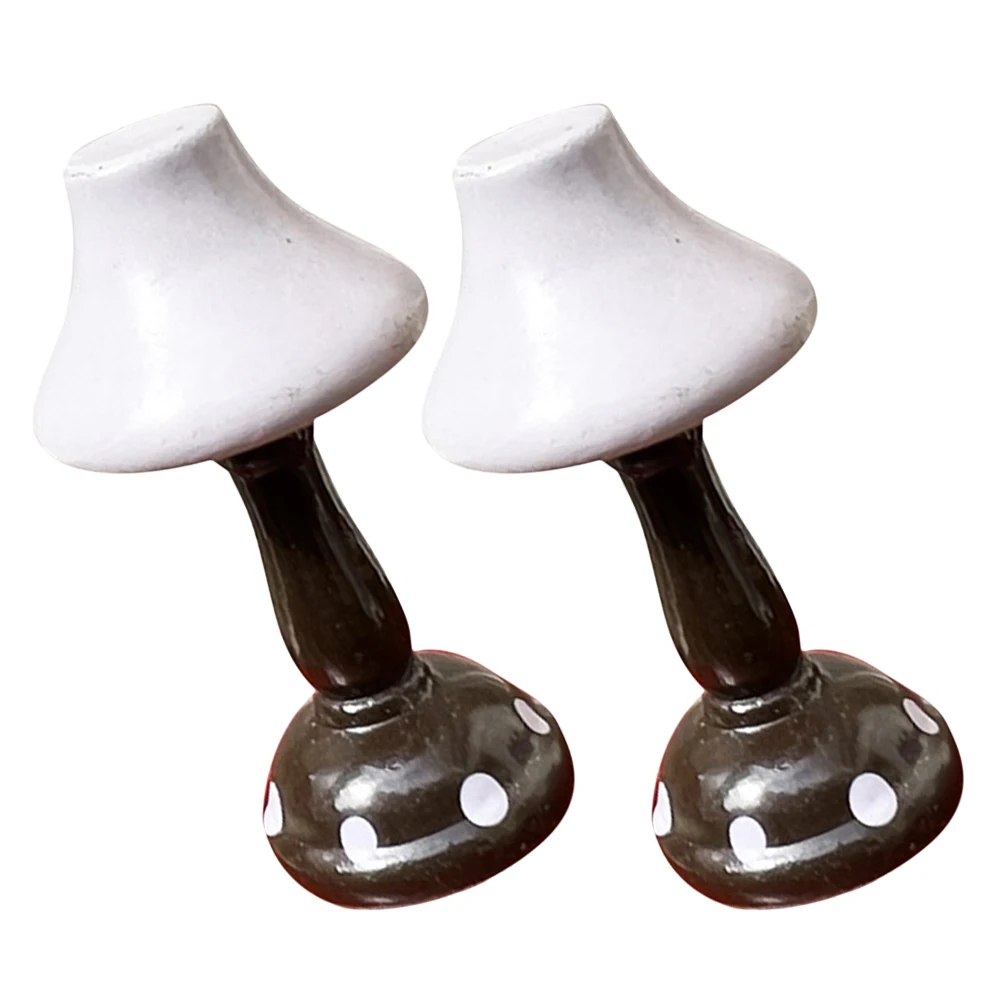 

2Pcs Miniature Wooden Bedside Lamp Energy Saving LED Small Bedside Light for Mini House Accessories Mini Lamps for Dollhouse