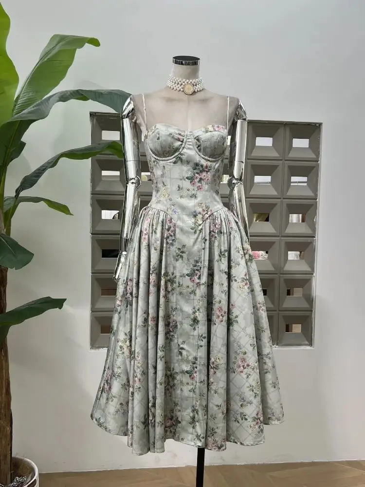 

Women Sexy Floral Printed Vintage Long Dress Sleeveless High Quality Wedding Evening Party Summer Holiday Dresses Vestido